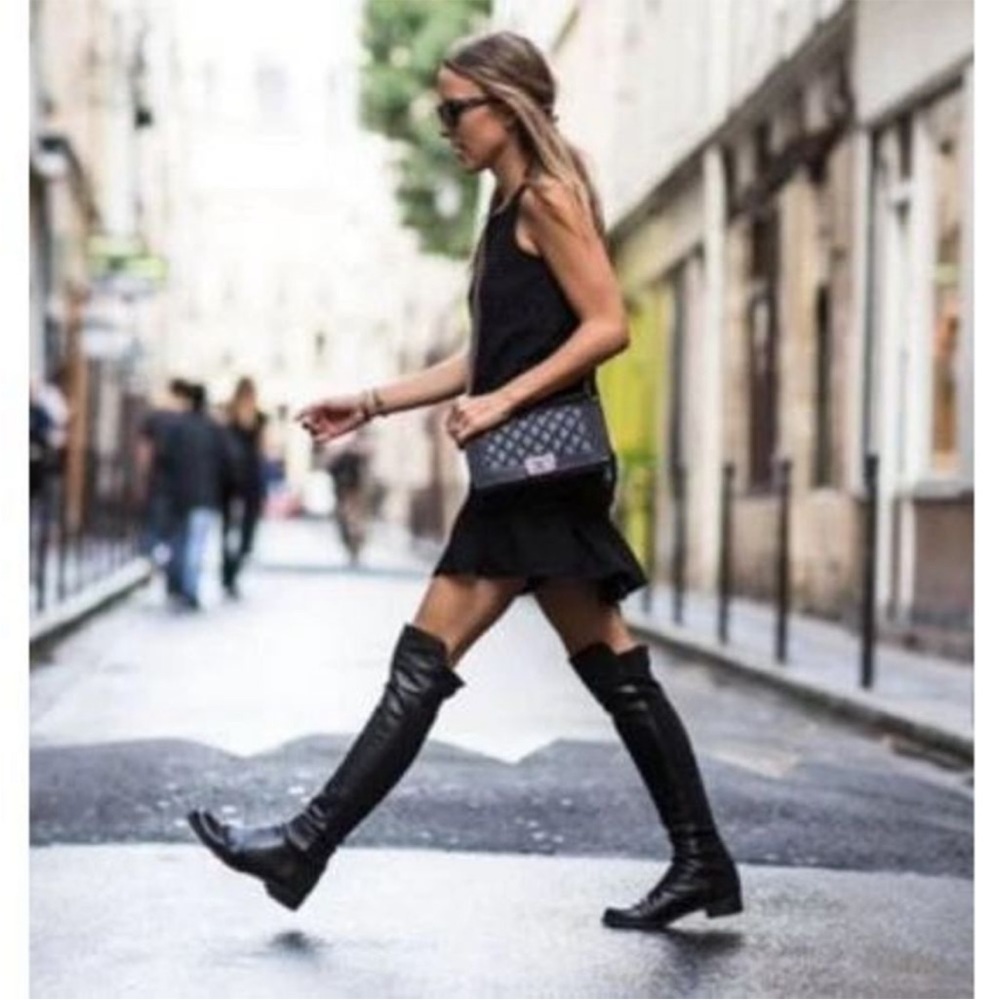 STUART WEITZMAN 5050 Black Leather Over-the-Knee Boots Size 5.5 Women’s